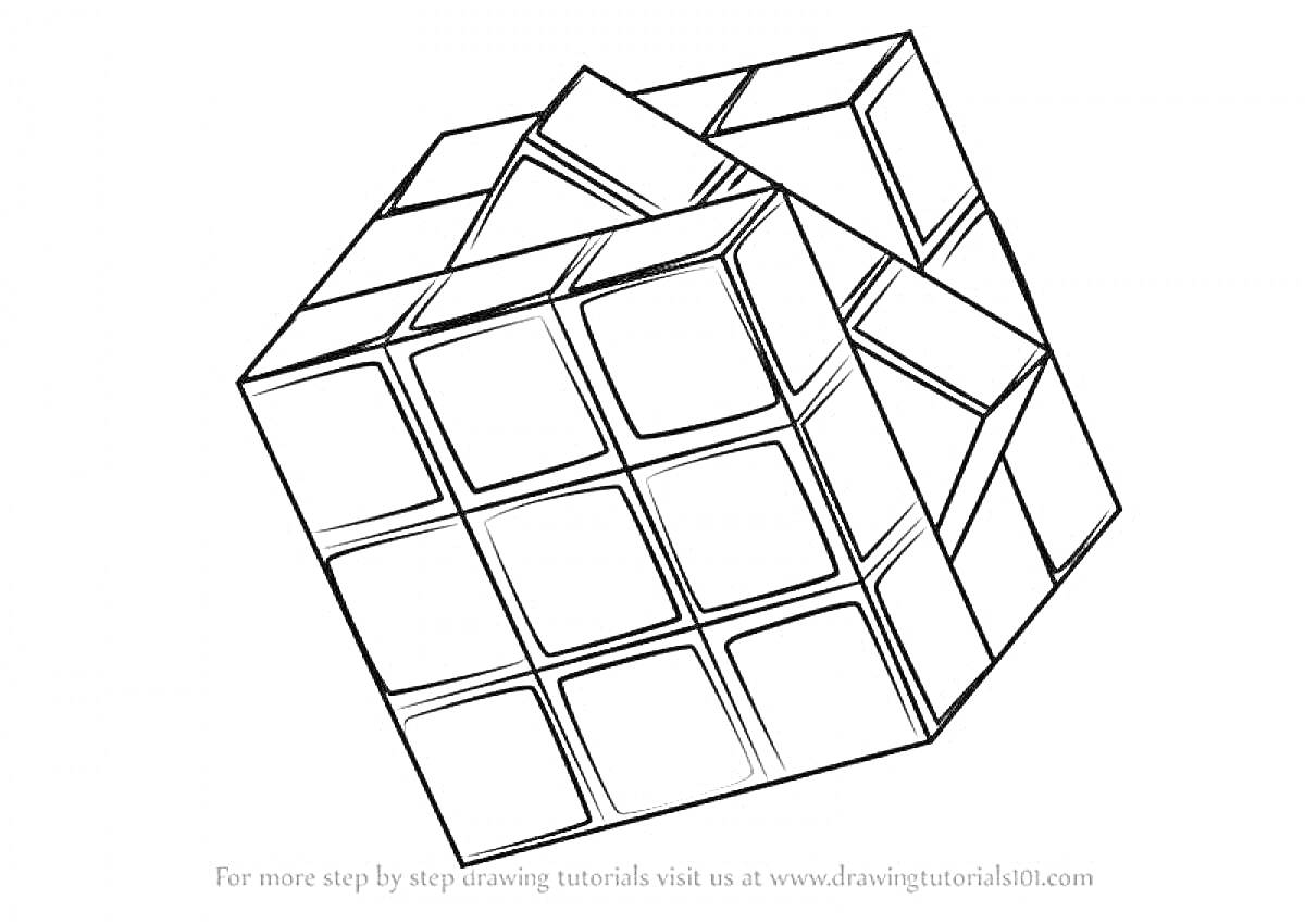 На раскраске изображено: Кубик рубика, Головоломка, Сегменты, Линии, Детали, Контурные рисунки