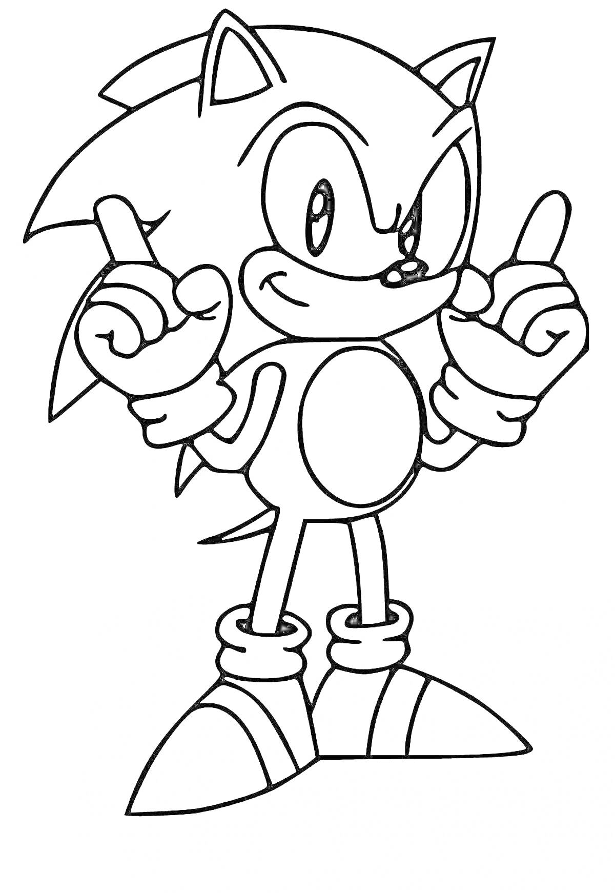 На раскраске изображено: Соник, Еж