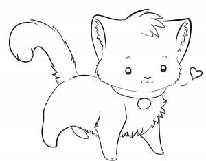 Раскраска котик с сердечком