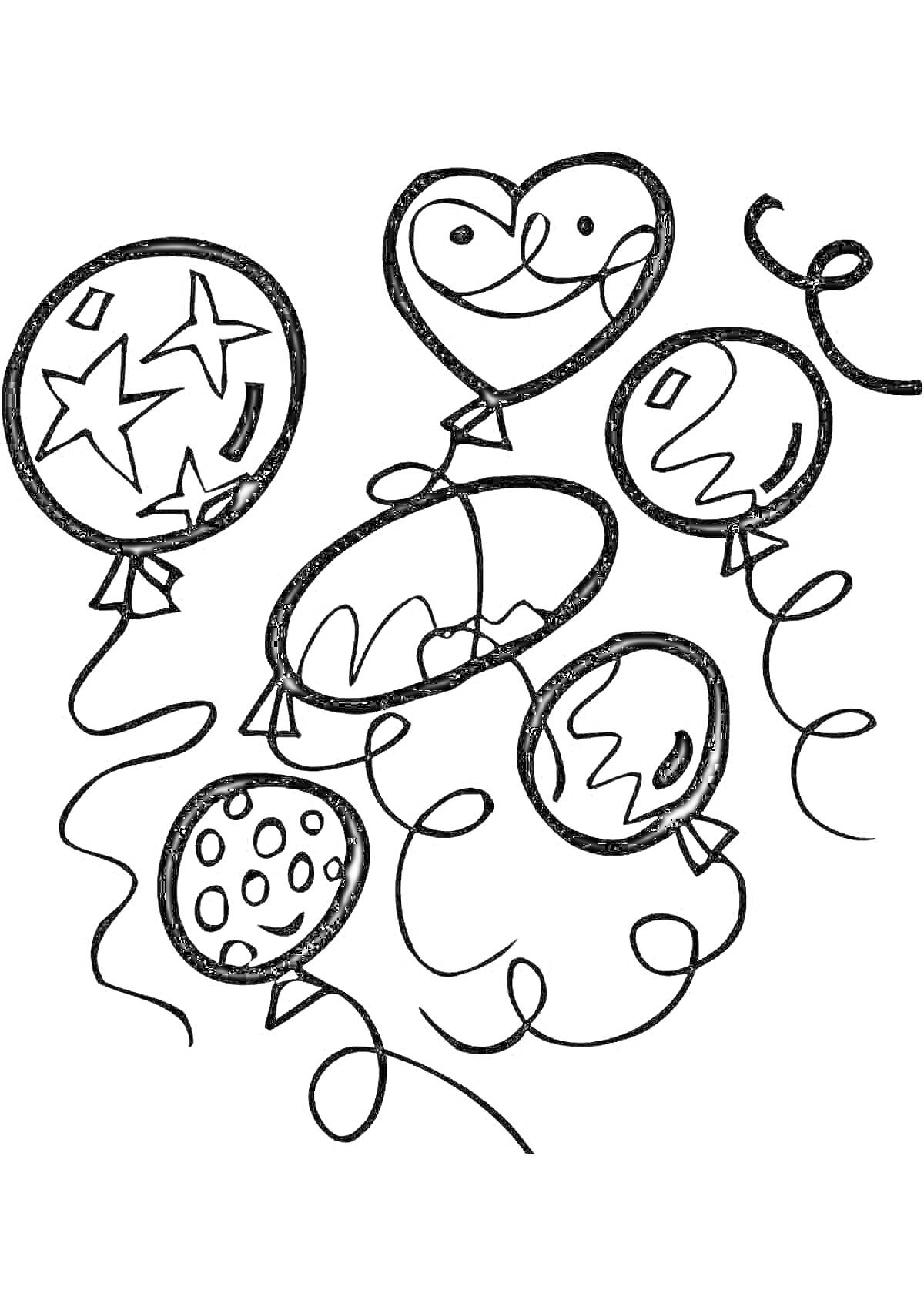 На раскраске изображено: Узоры, Звезды, Полосы, Пятна, Линии