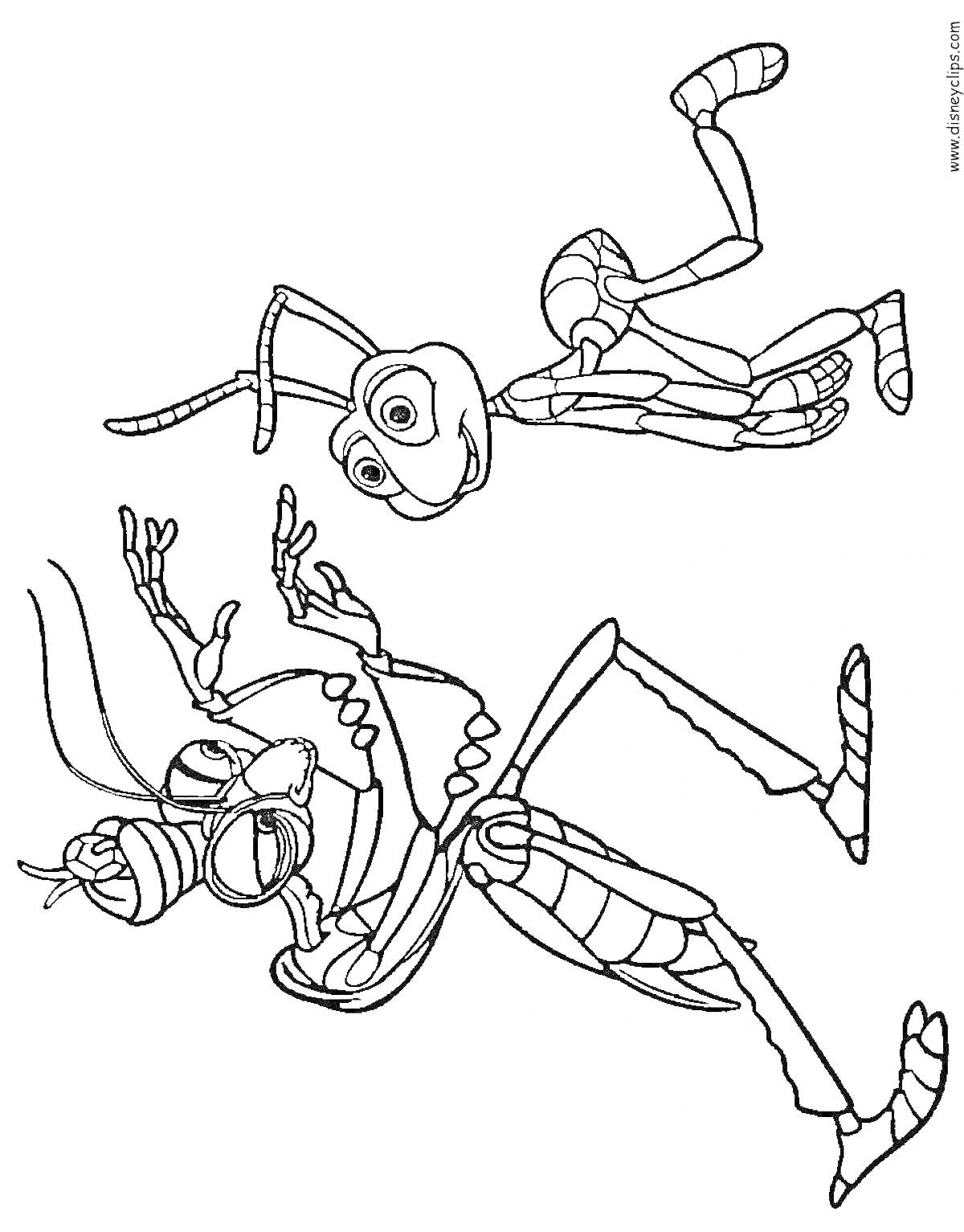 Раскраска муравей и саранча бегущие домой