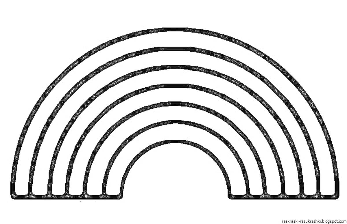 Черно-белая раскраска радуга с пятью полосами