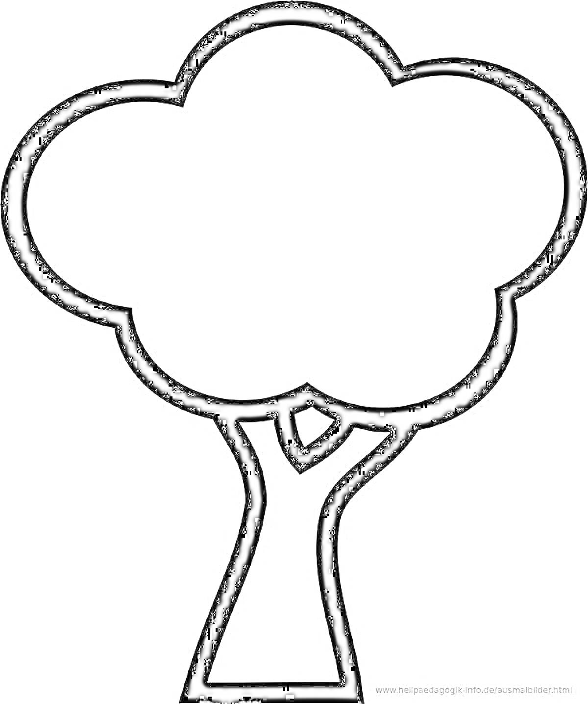 Раскраска Дерево для раскрашивания (контурное изображение дерева с кроной и стволом)