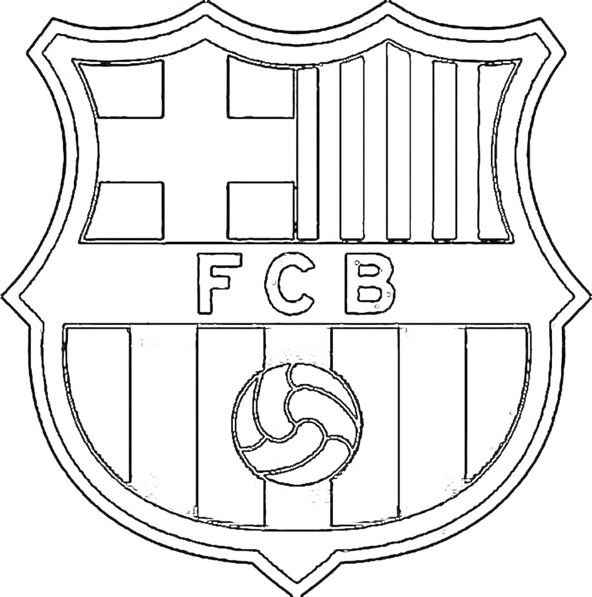 Раскраска Логотип футбольного клуба с крестом, полосами, буквами 