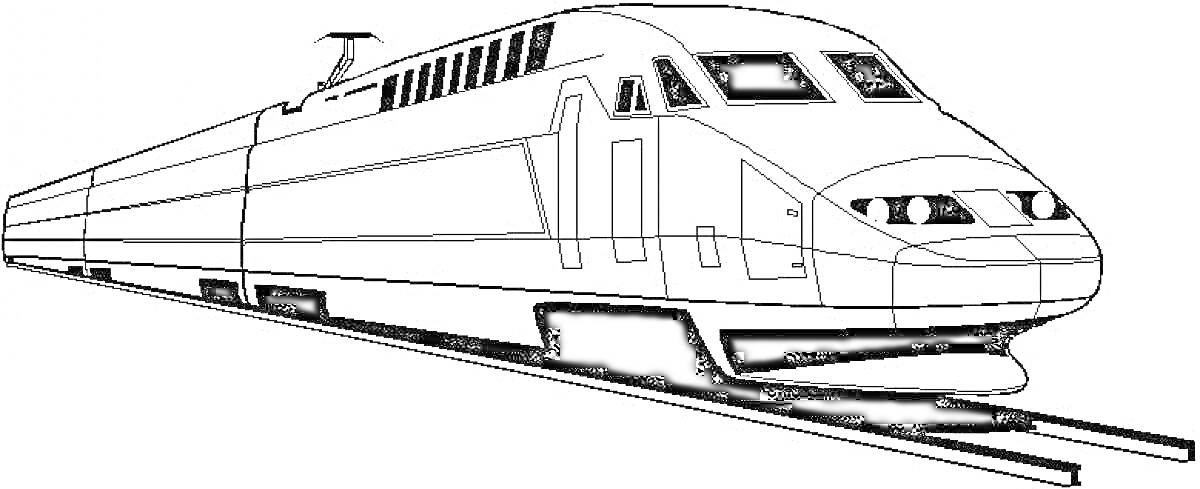 Раскраска Скоростной поезд на путях
