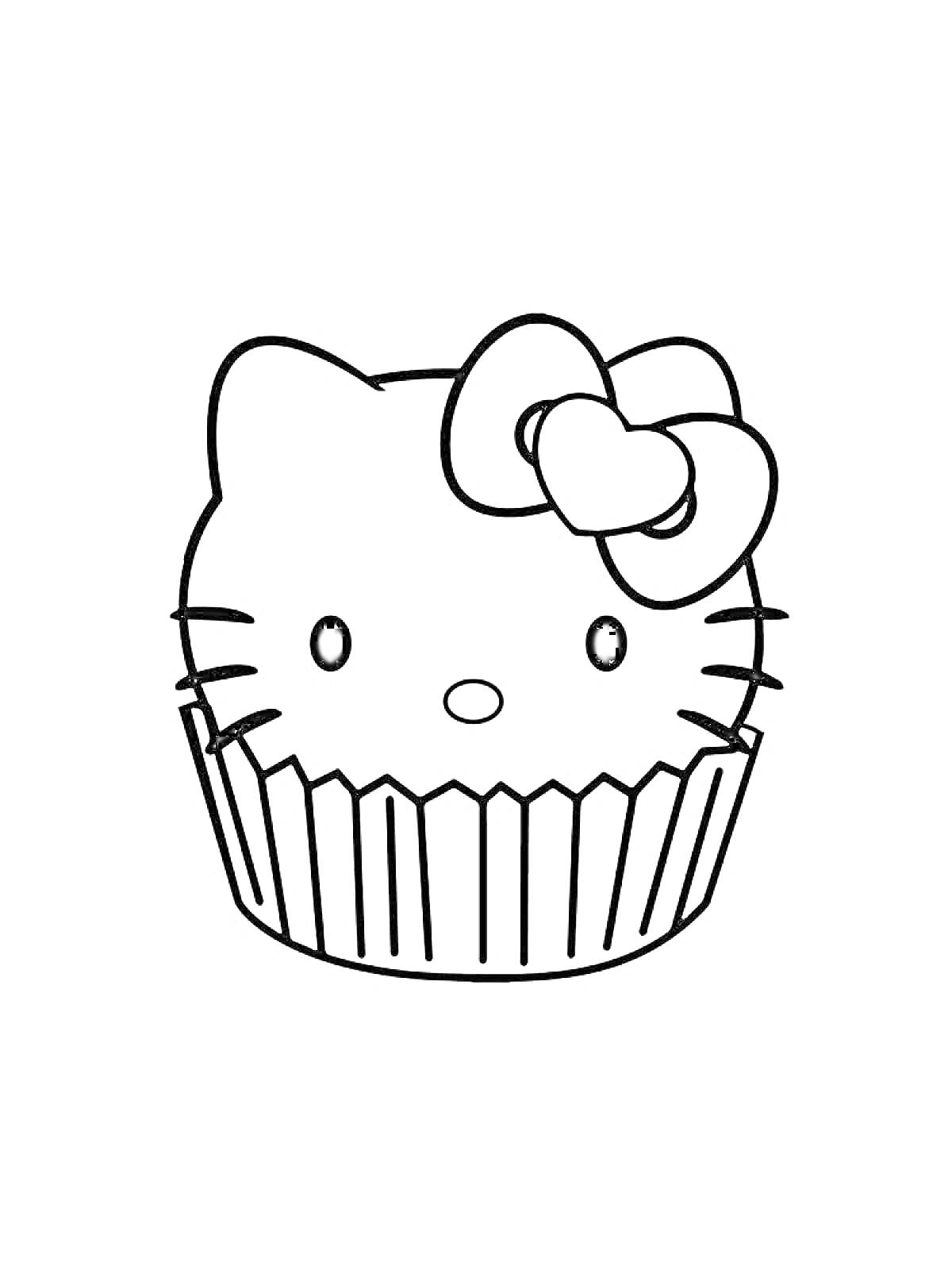 Раскраска Котёнок с бантом в форме кекса