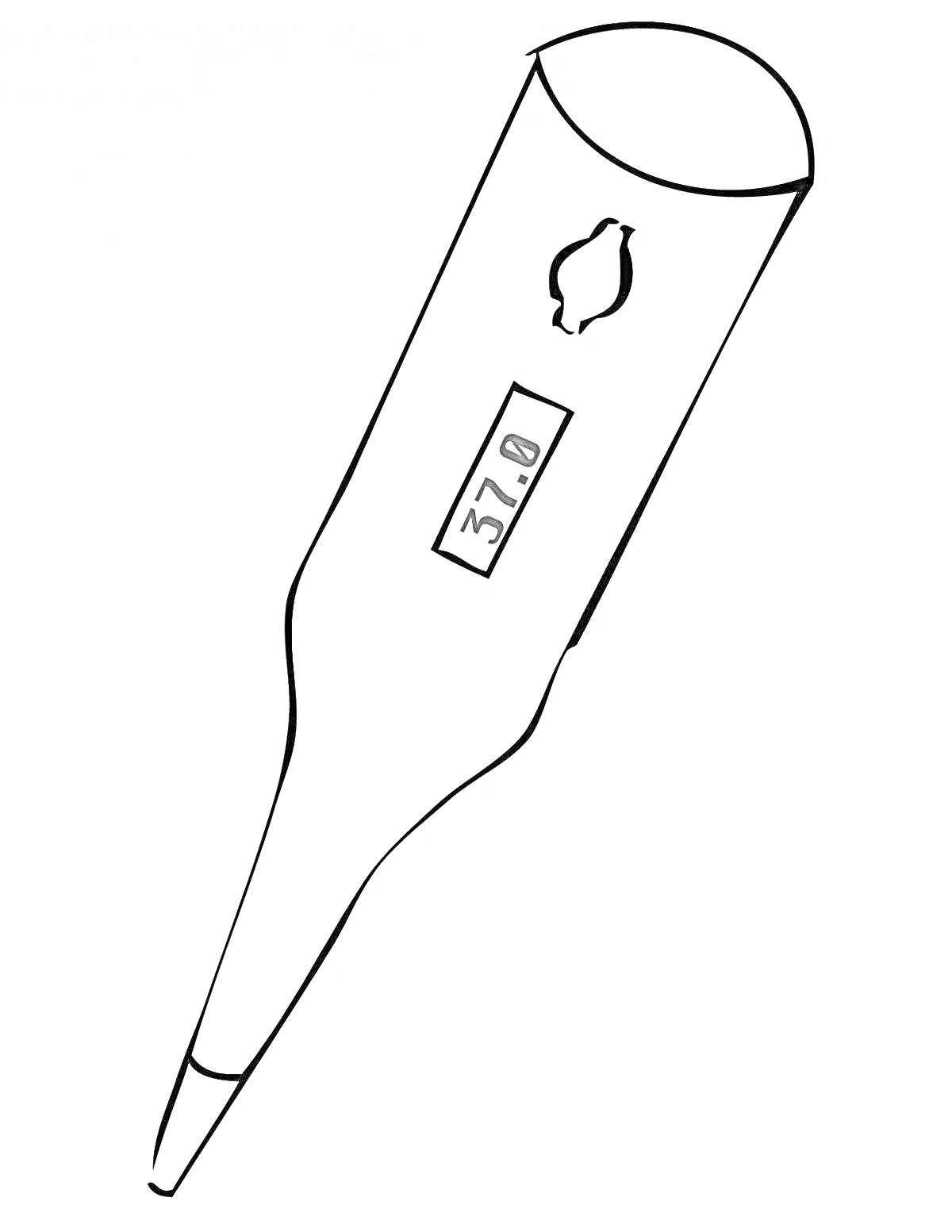 Раскраска Электронный градусник с дисплеем, на котором показана температура 37.0