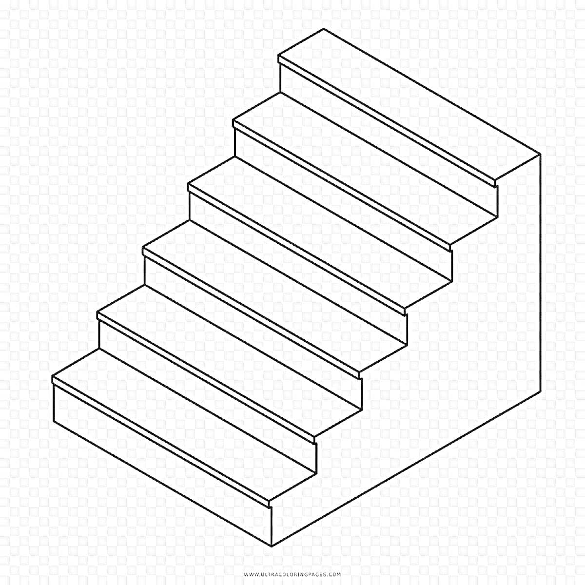 Раскраска Илллюстрация лестницы с пятью ступенями