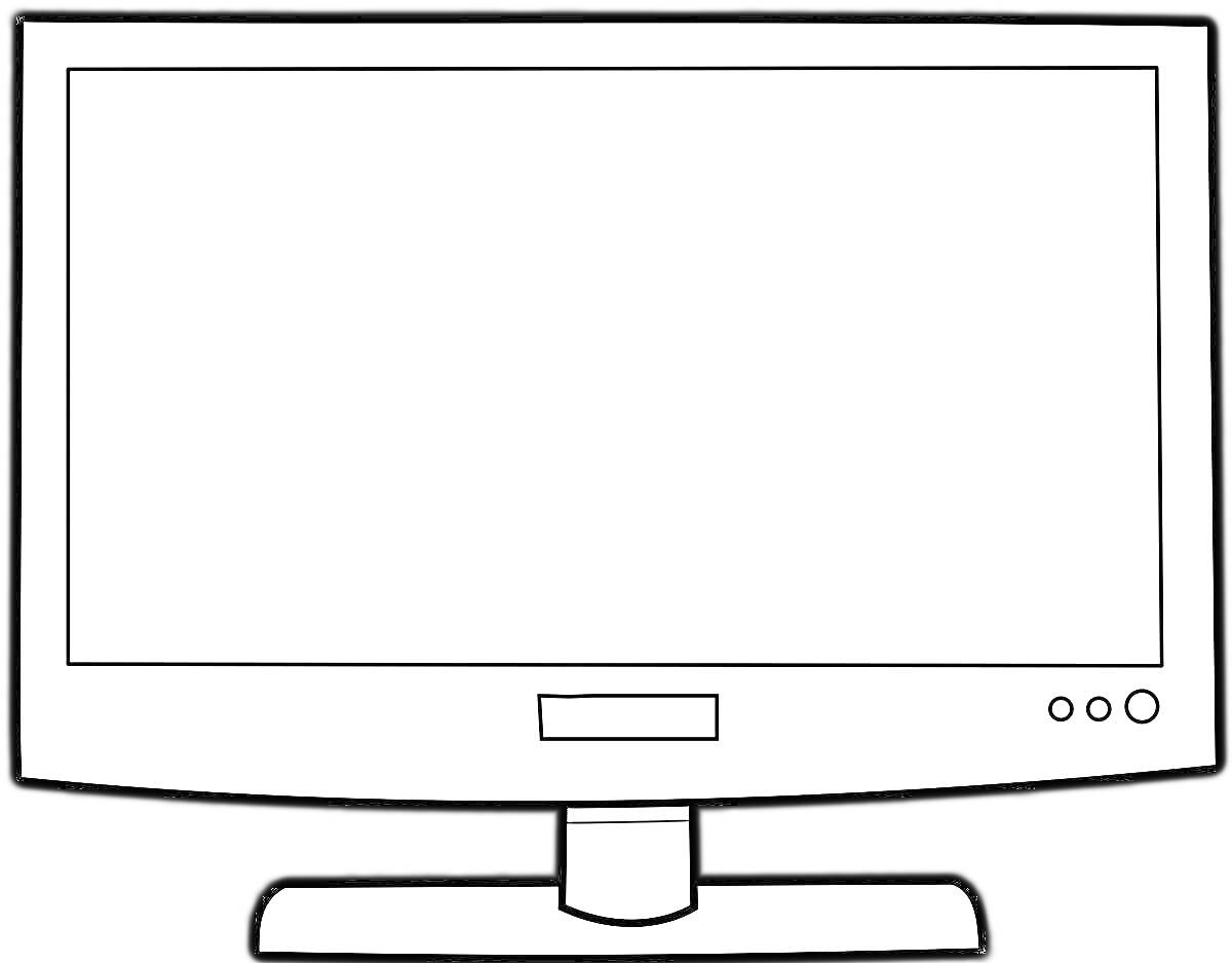 Раскраска телевизор с тремя кнопками