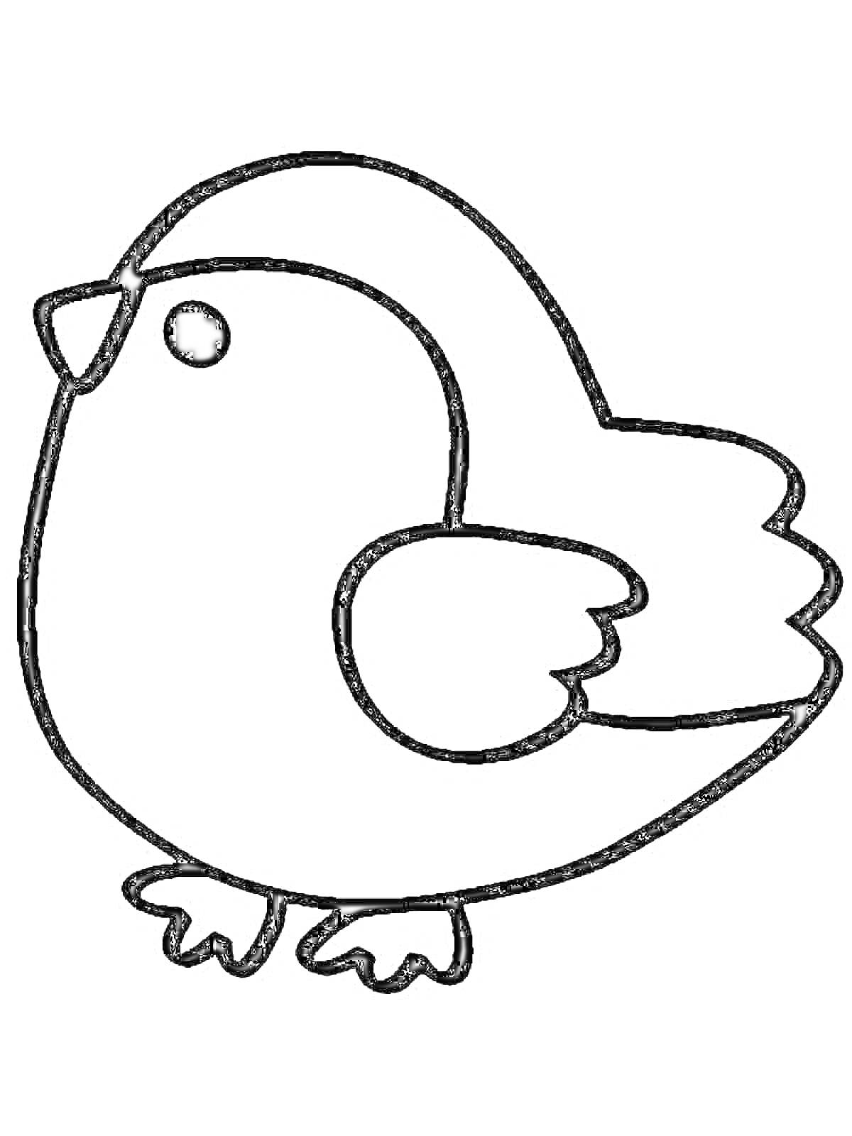 На раскраске изображено: Птичка, Крылья, Клюв, Лапки, 3 года, 4 года, Для детей