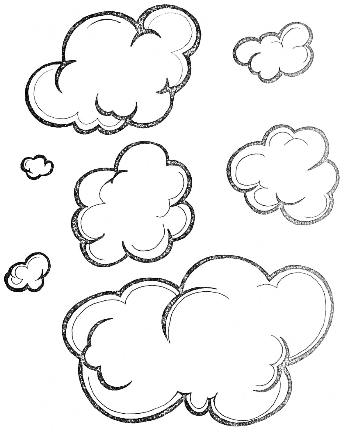 На раскраске изображено: Облака, Контурные рисунки