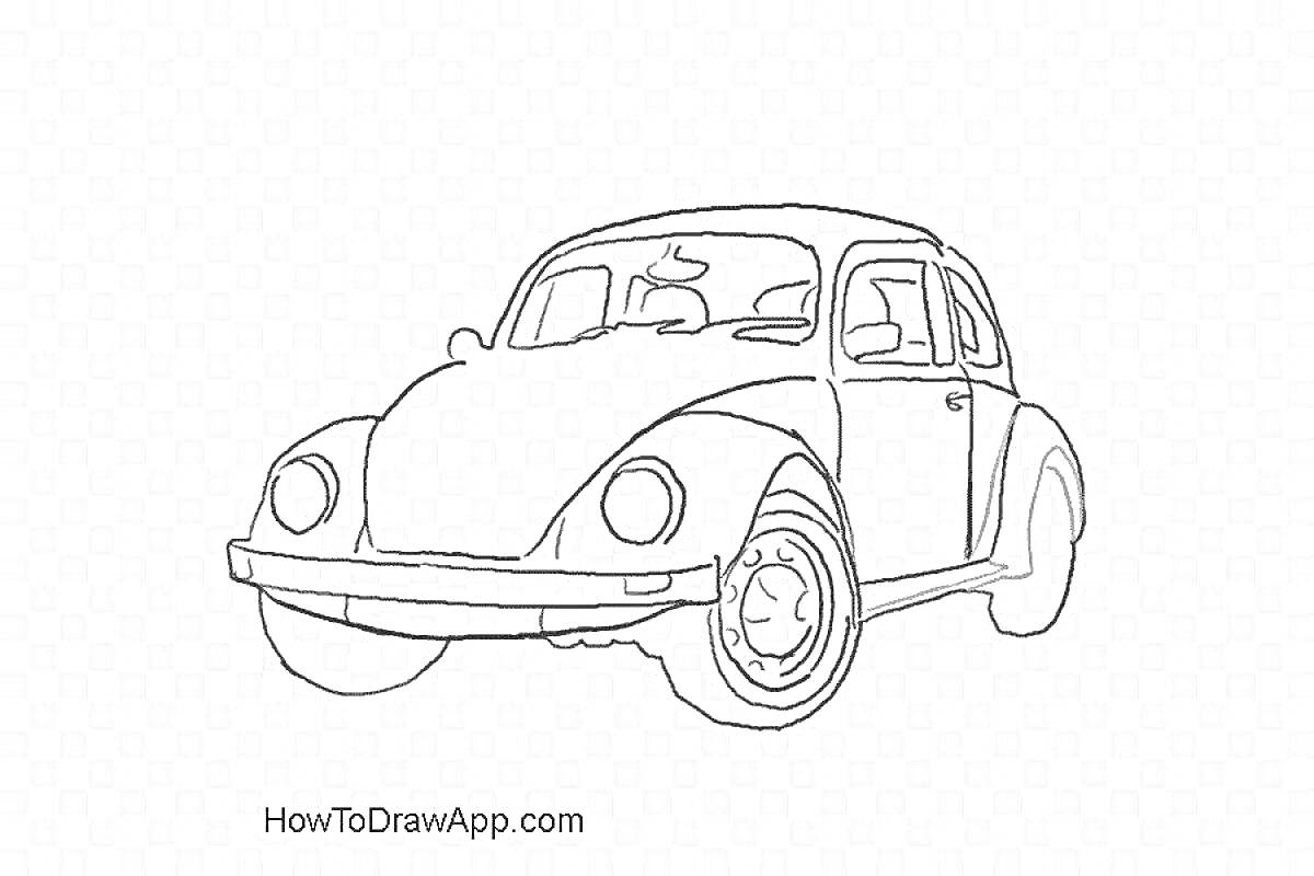 Раскраска Контурная раскраска автомобиля Volkswagen Beetle