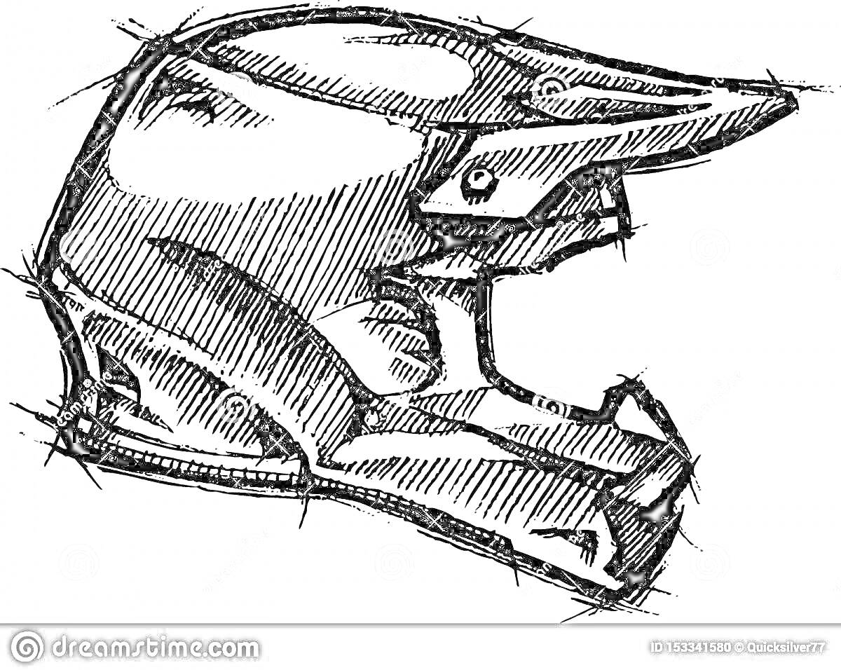 Раскраска Мотошлем с козырьком и усиленной защитой челюсти