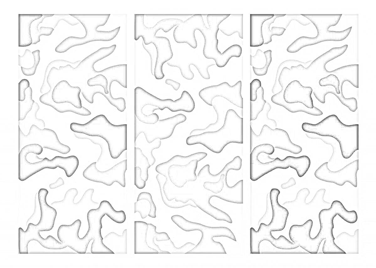 Раскраска три панели с камуфляжным узором в оттенках серого