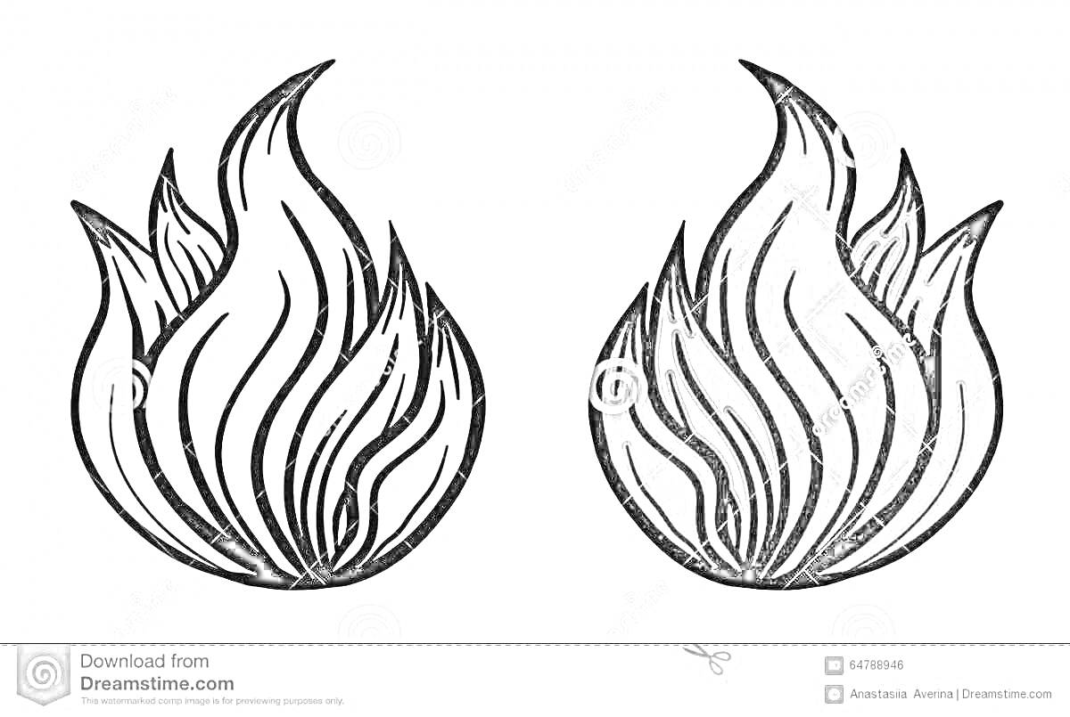 На раскраске изображено: Языки пламени, Огонь, Пламя