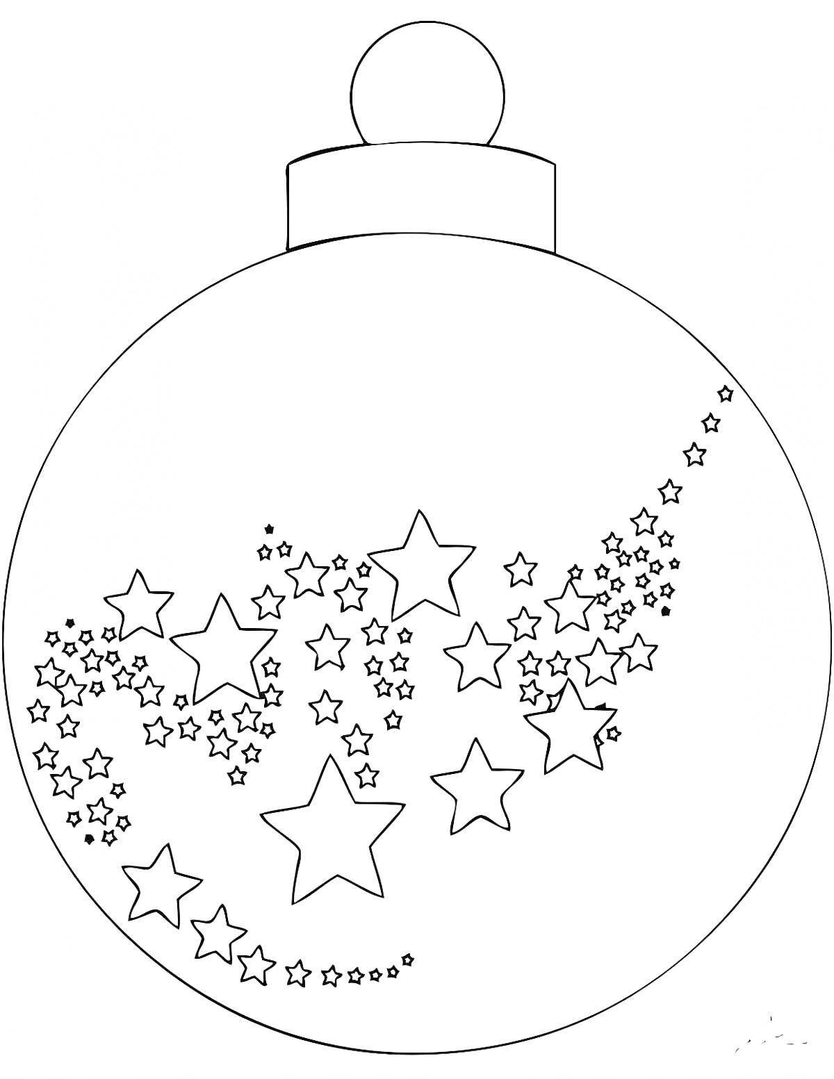Раскраска Новогодний шарик с узором из звезд