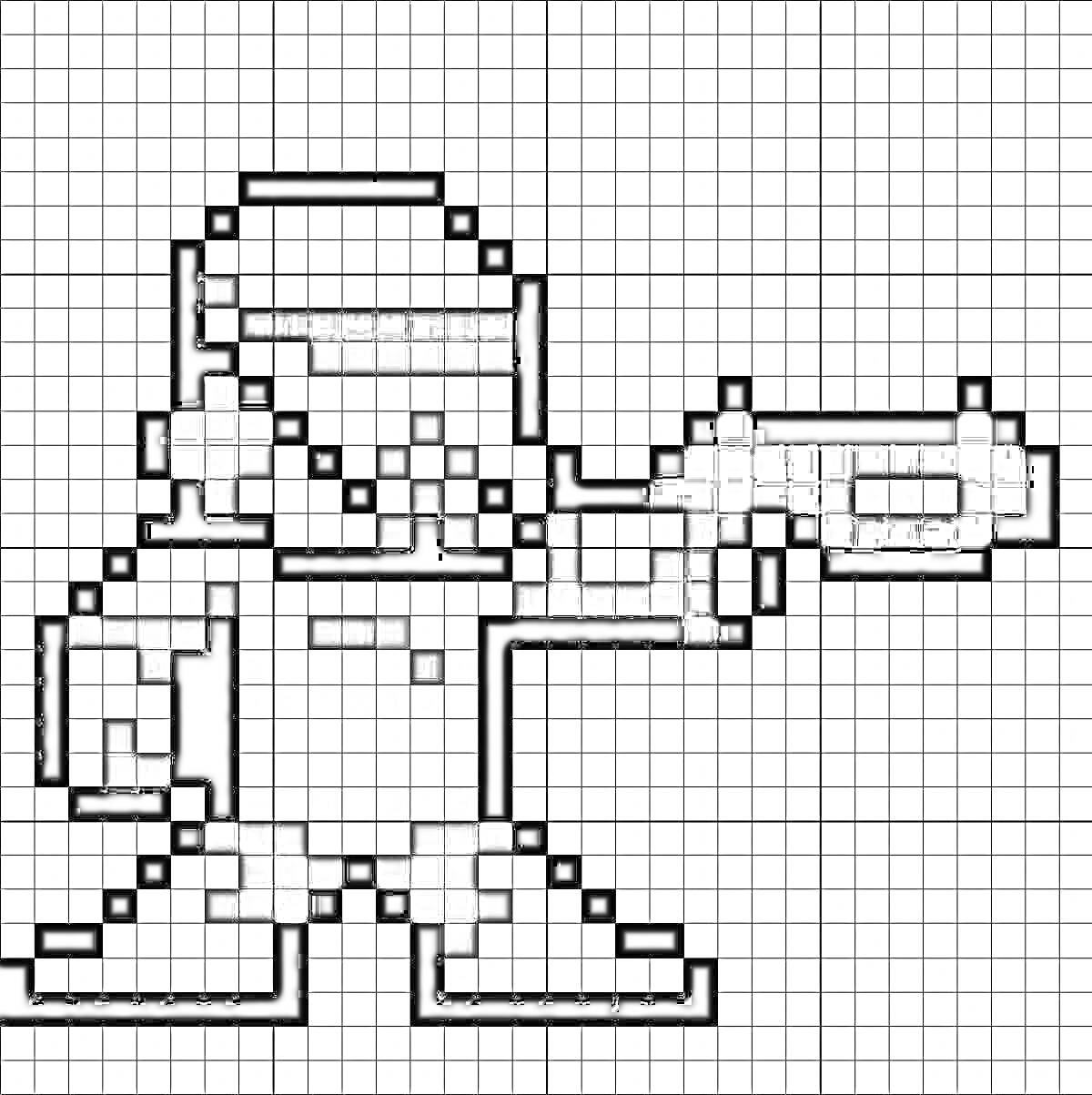 Раскраска Пиксельный солдат с оружием