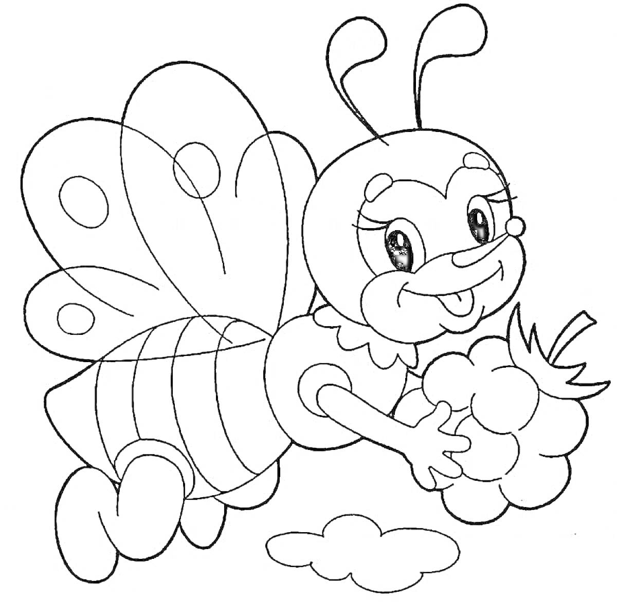 На раскраске изображено: Крылья, Ягоды, Насекомое