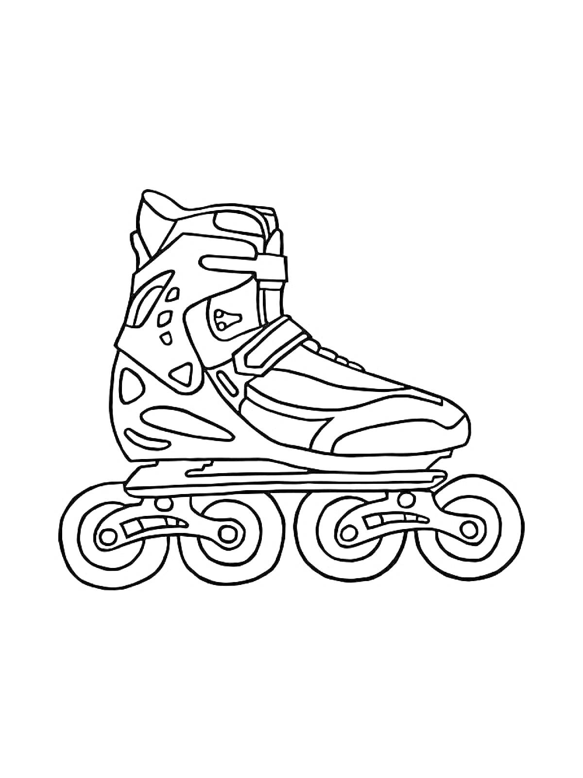 Раскраска Роликовый конек с тремя колесами и защитной застежкой