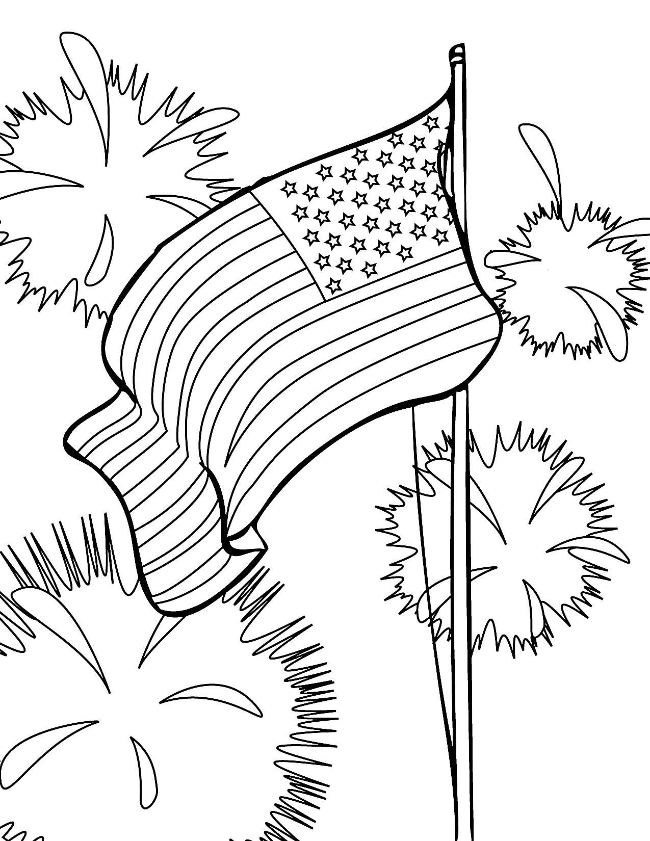 Флаг США с фейерверками