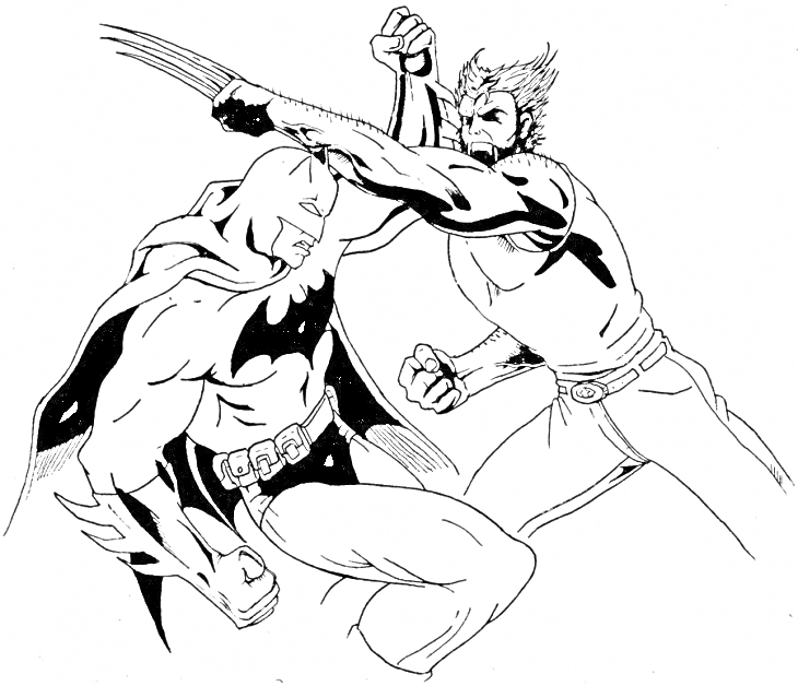 Росомаха и Бэтмен в сражении