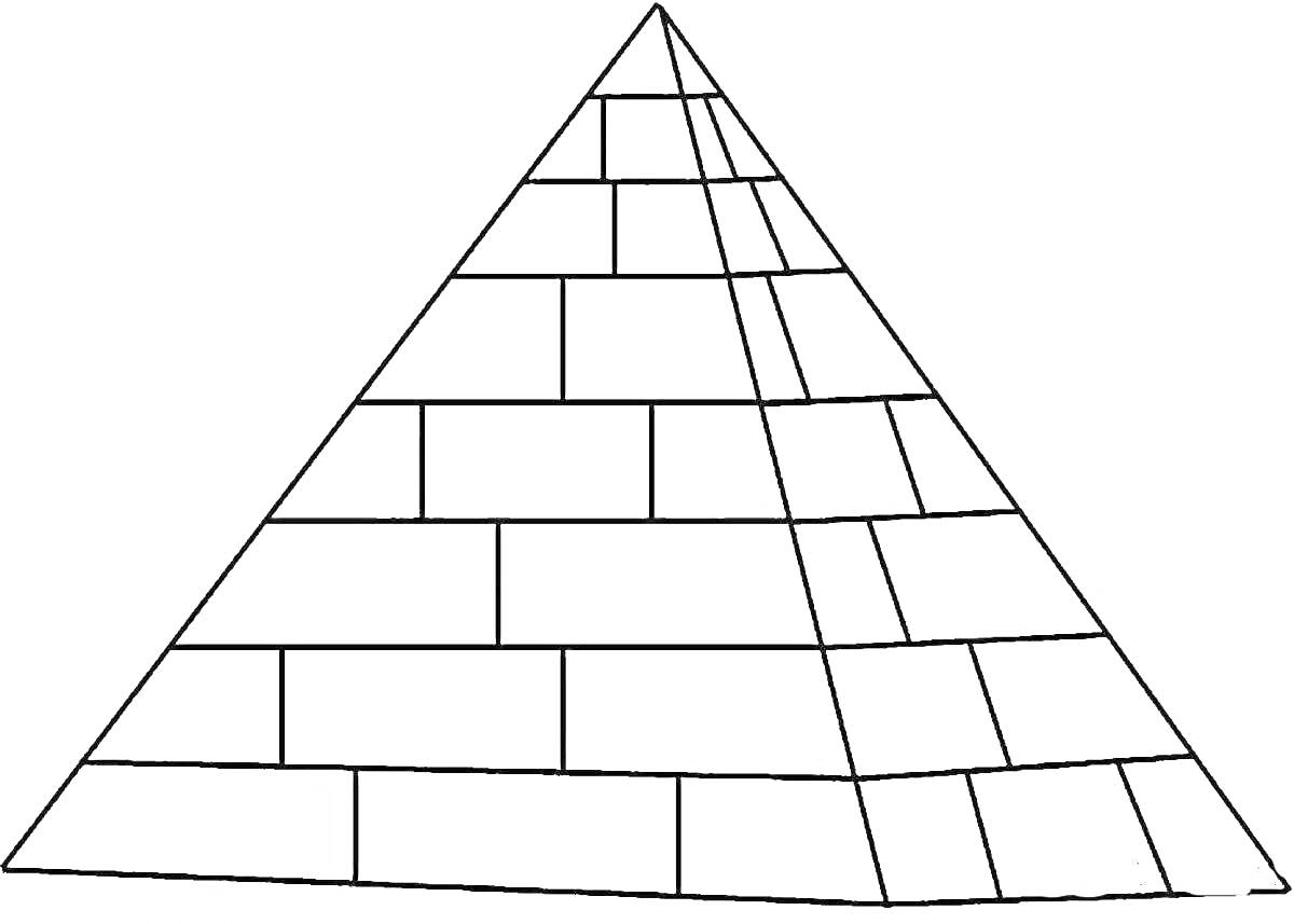 На раскраске изображено: Пирамида, Кирпичи, Геометрия, Древний Египет