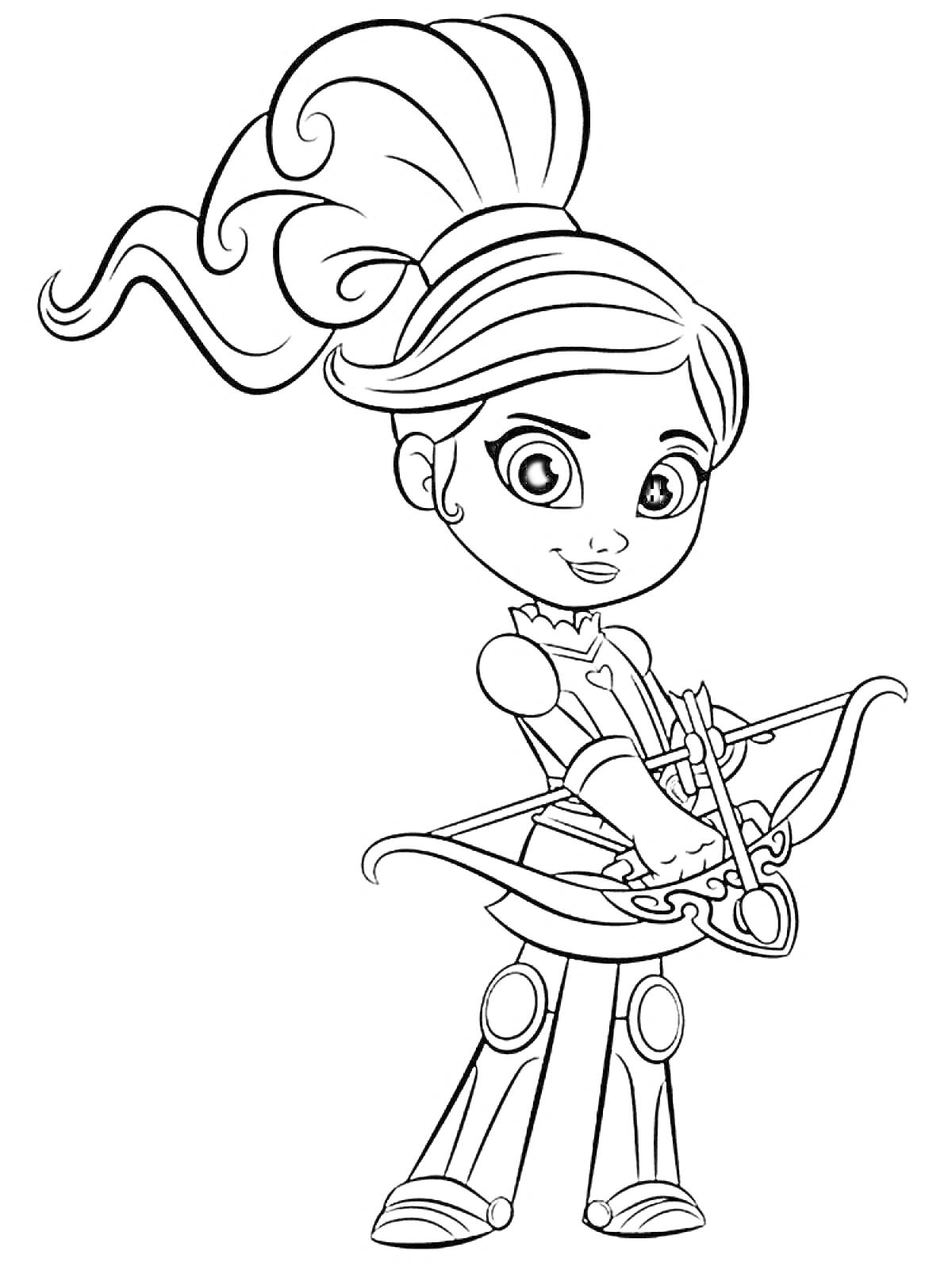 Раскраска Нелла принцесса рыцарь с луком и стрелами