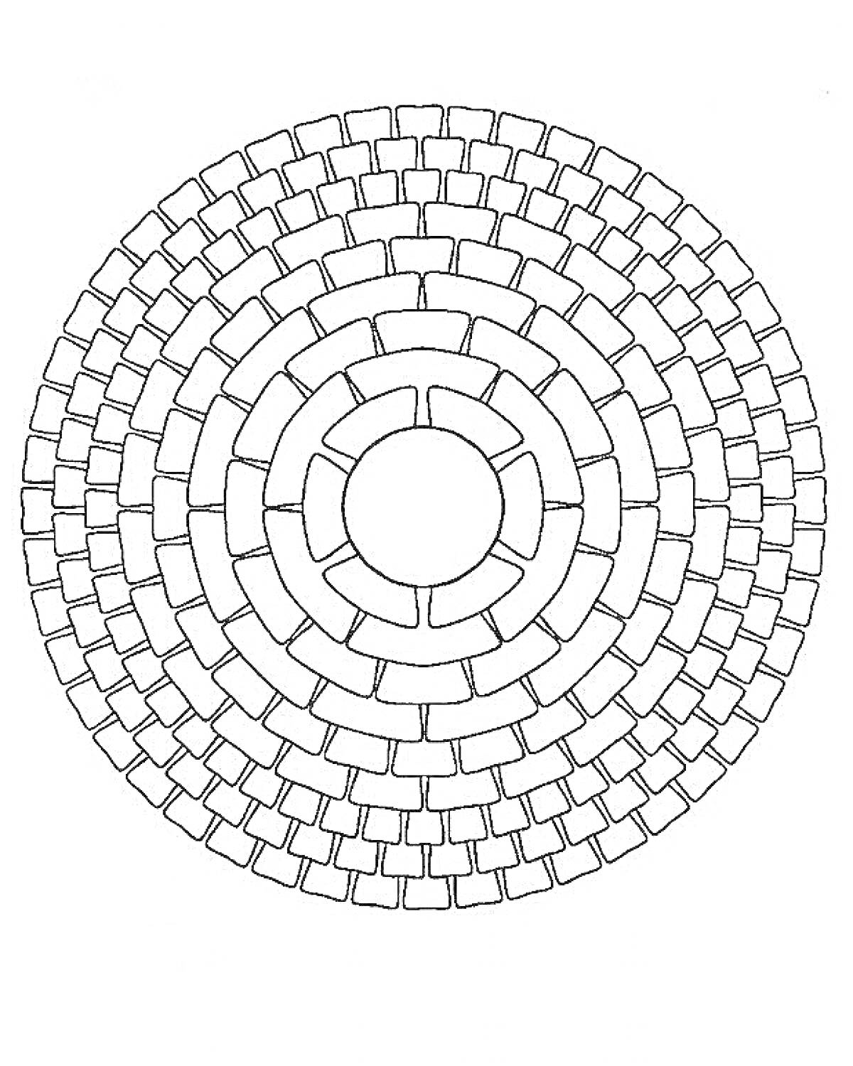 Раскраска Вращающаяся спираль из кирпичиков