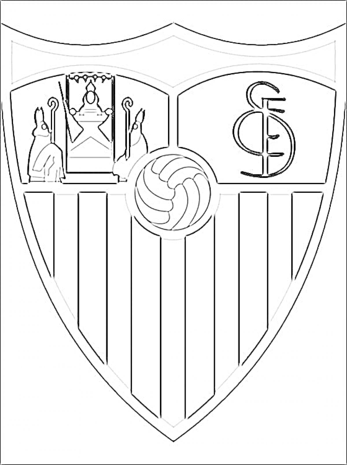 На раскраске изображено: Футбольный клуб, Герб, Символы, Футбольный мяч, Буквы