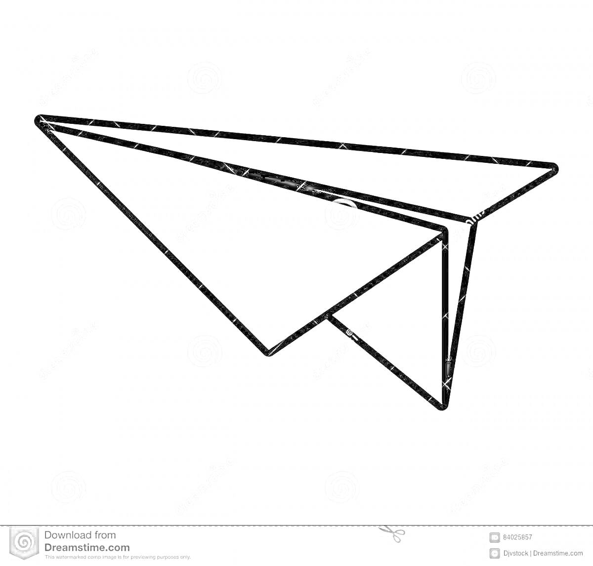 На раскраске изображено: Бумажный самолетик, Простое изображение, Минимализм