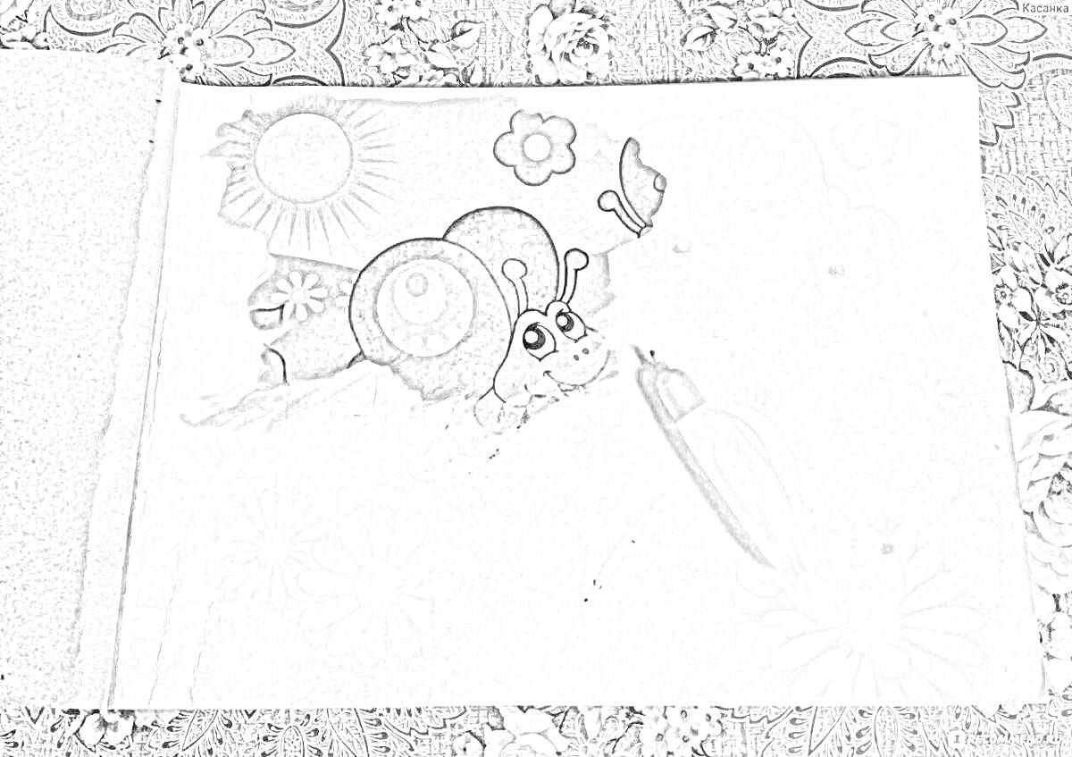 На раскраске изображено: Бабочка, Цветы, Солнце, Детские игрушки