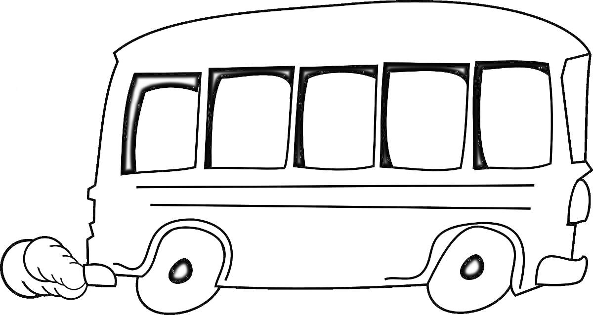 На раскраске изображено: Автобус, Окна, Ветер, Транспорт, Школьный автобус, Колёса
