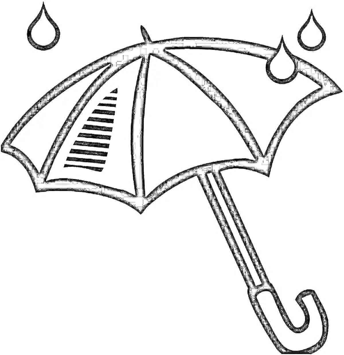 Раскраска Зонт с каплями дождя