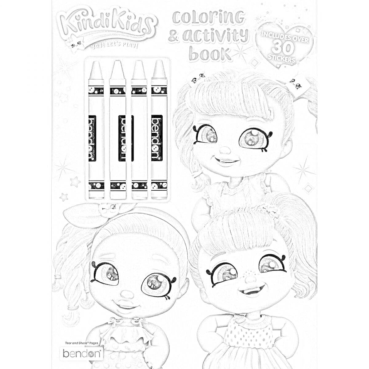 Раскраска Kindi Kids Donatina. Раскраска и книга активности с восковыми карандашами и более 30 наклейками