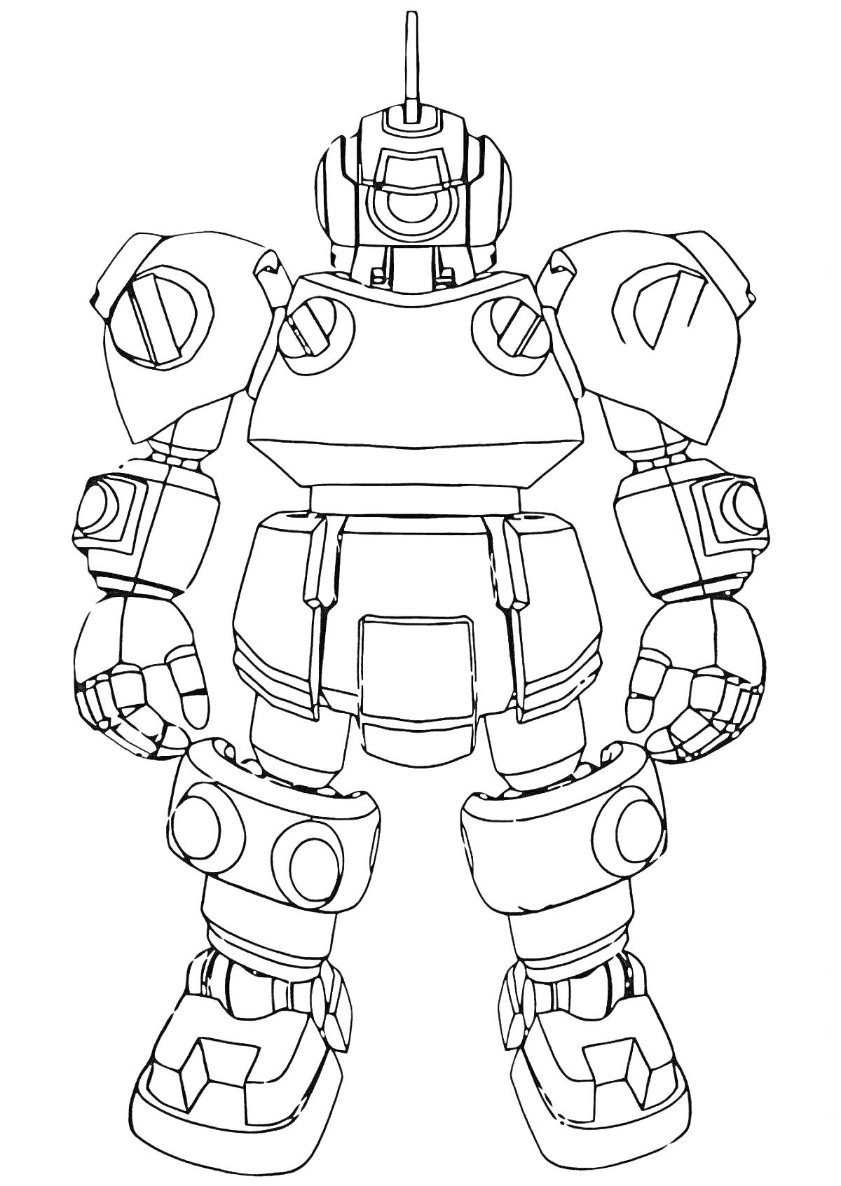 На раскраске изображено: Робот, Боевой робот, Броня, Мех, Робототехника, Меха