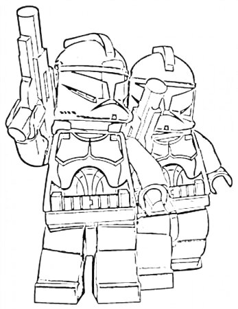 Раскраска Два лего воина-клона из Звездных войн с оружием