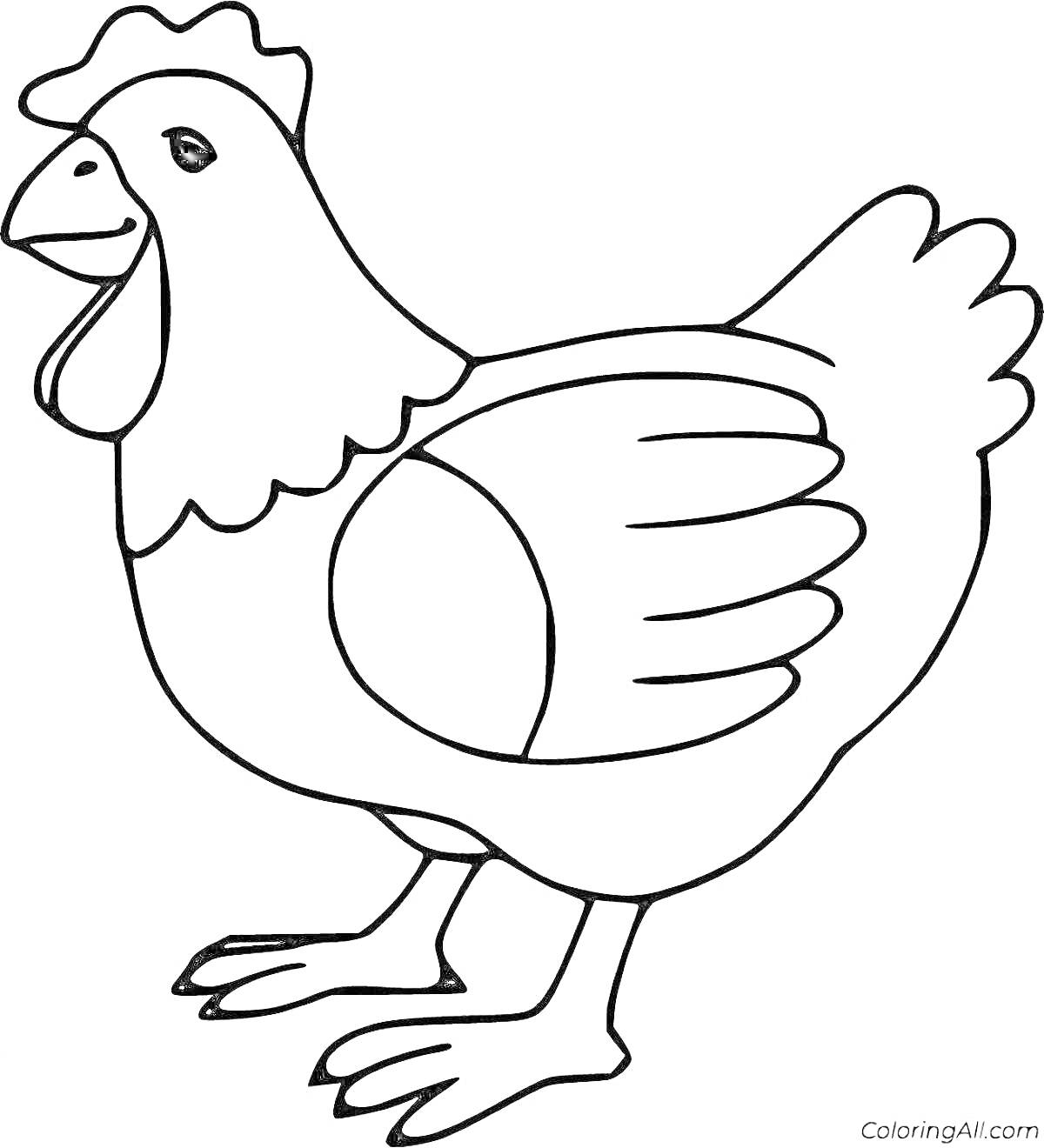 На раскраске изображено: Для детей, Ферма, Для малышей, Животные, Домашние птицы, Курицы