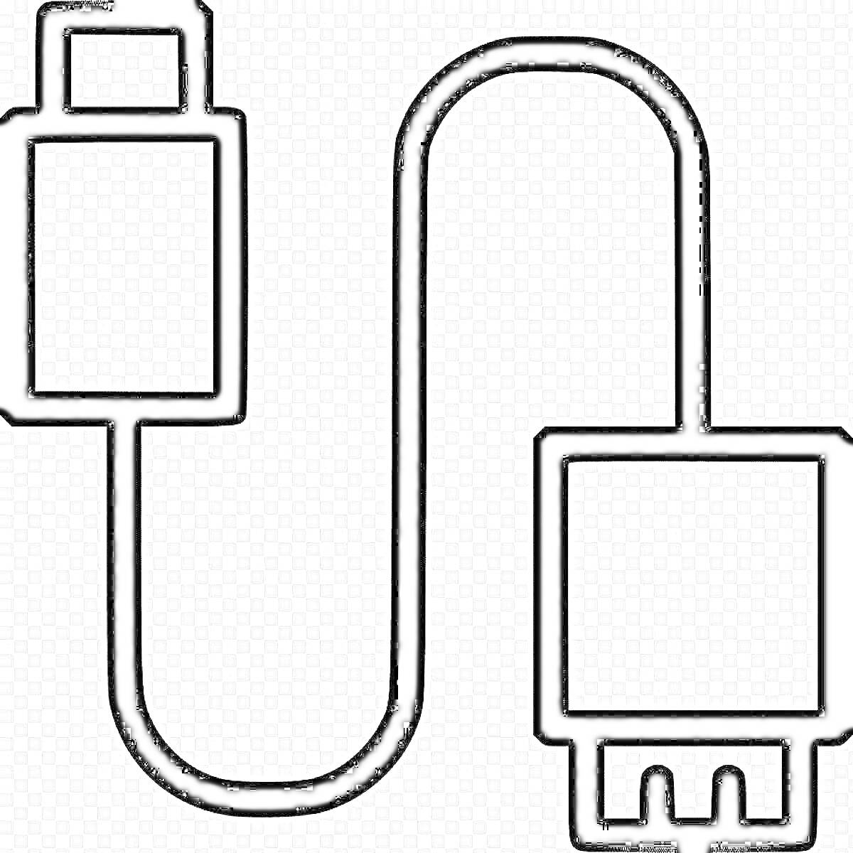 Раскраска изображение зарядного кабеля для телефона с разъемами USB и Micro-USB