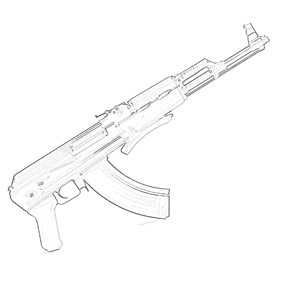 Автомат АК-74 с прикладом, магазином, стволом и прицелом