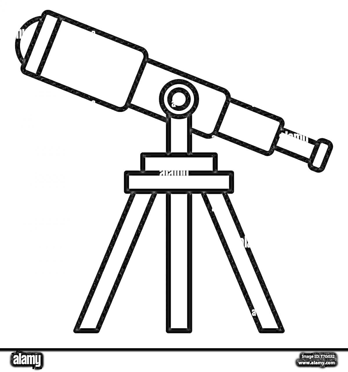 На раскраске изображено: Телескоп, Астрономия, Научное оборудование, Оптика, Для детей, Исследования