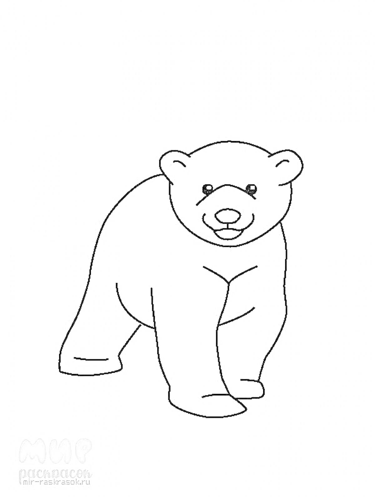 На раскраске изображено: Белый медведь, Животные, Для детей, Медведь