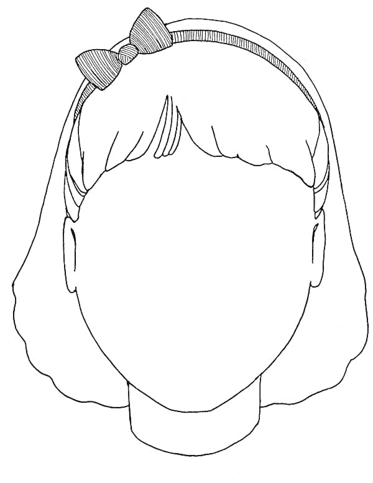 Раскраска Портрет мамы с бантиком на волосах
