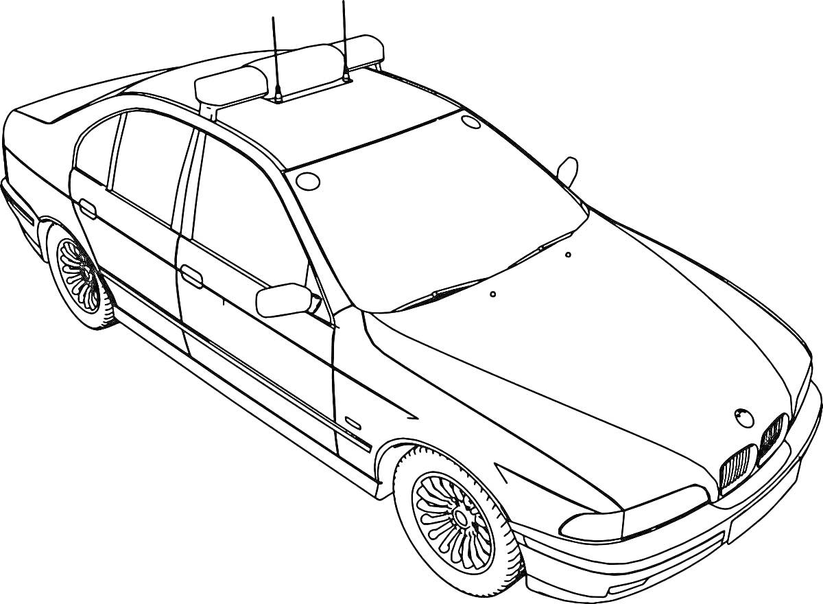 Раскраска Раскраска автомобиля BMW E39 с багажником на крыше