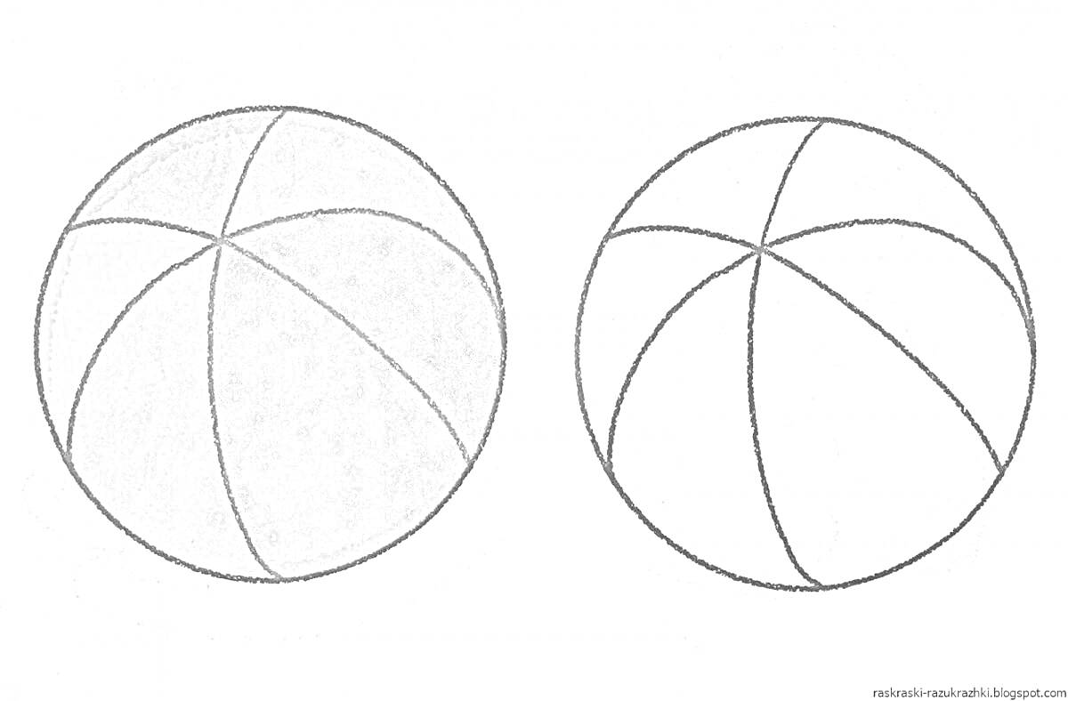 Раскраска с изображением двух мячей по образцу