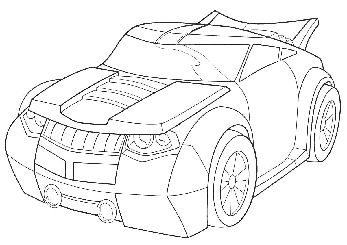 На раскраске изображено: Боты, Спасатели, Гоночный автомобиль, Транспорт, Робот, Для детей, Авто
