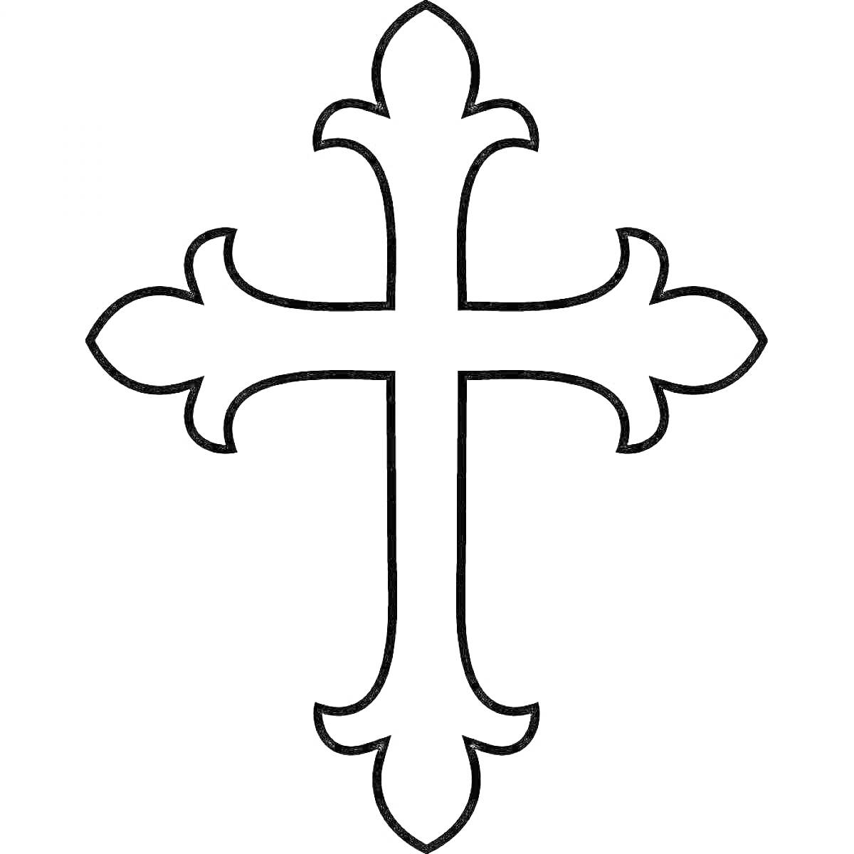 На раскраске изображено: Крест, Религия, Христианство, Орнамент, Контурные рисунки