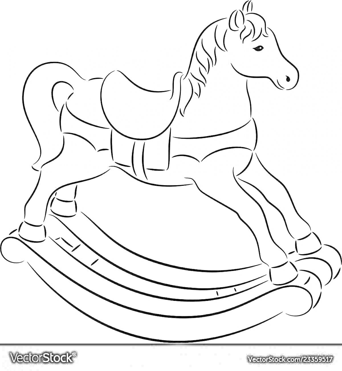 На раскраске изображено: Качалка, Лошадь, Седло