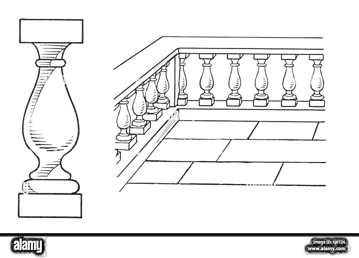 Раскраска Балюстрада и балясина на террасе