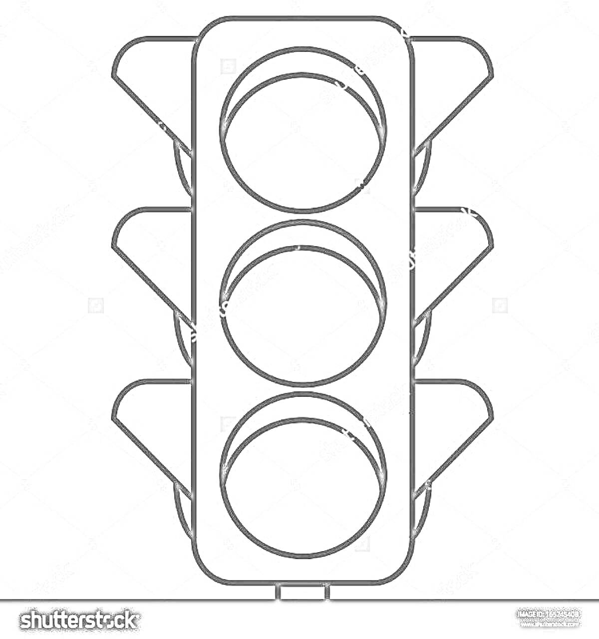 Раскраска Контурная раскраска с изображением светофора из трех круговых сигналов