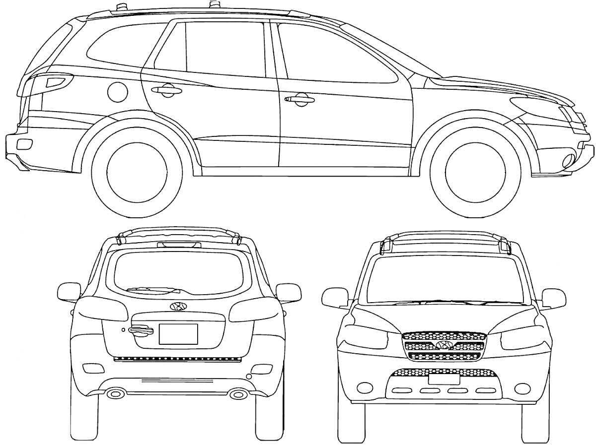 На раскраске изображено: Hyundai, SUV, Транспорт, Внедорожник